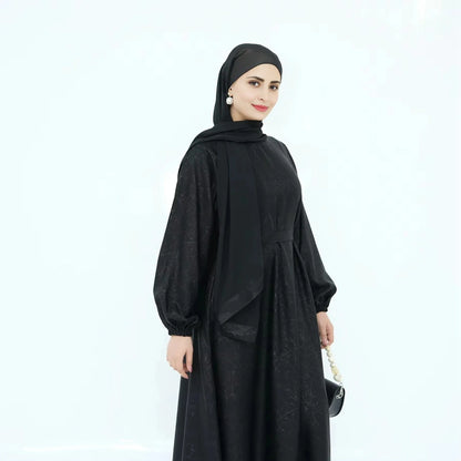 Robe Abaya en satin jacquard 3D #24009