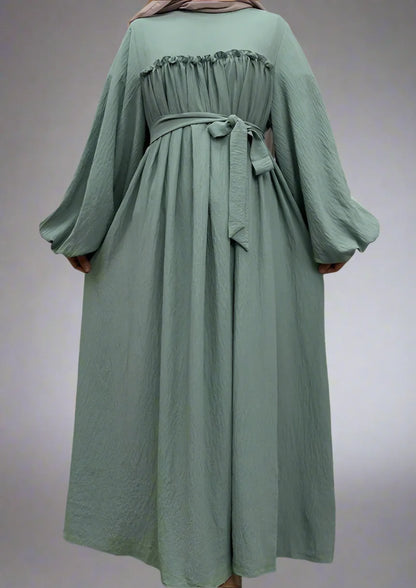 Robe Abaya ample en satin pour femmes musulmanes avec poche
