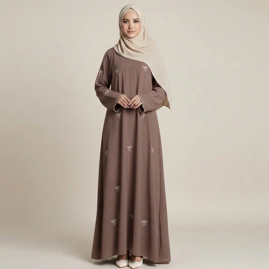 Robe Abaya - Broderies de nœuds - Nida - #251000