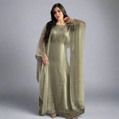Ensemble 2 pièces robe abaya farasha à manches chauve-souris avec robe intérieure