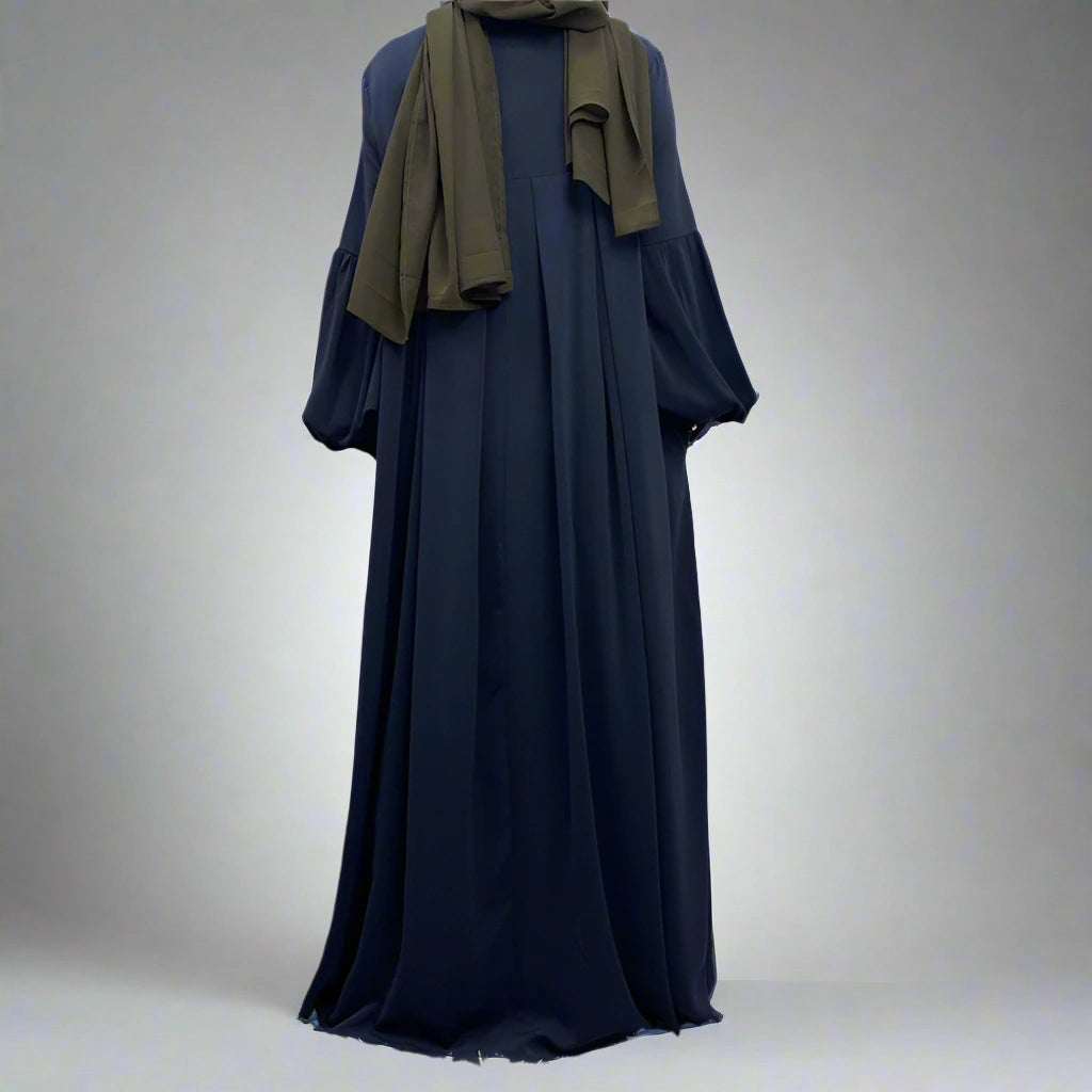 Robe Abaya à manches bouffantes avec poche, 10 options de couleurs