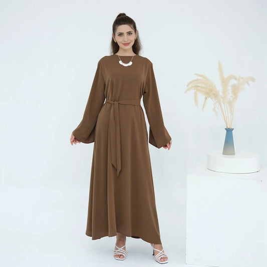 Robe Abaya unie Nida, 13 couleurs disponibles #251046