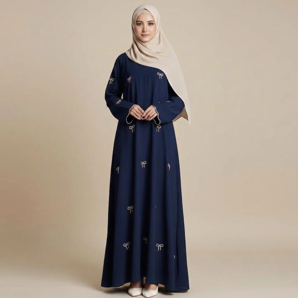 Robe Abaya - Broderies de nœuds - Nida - #251000