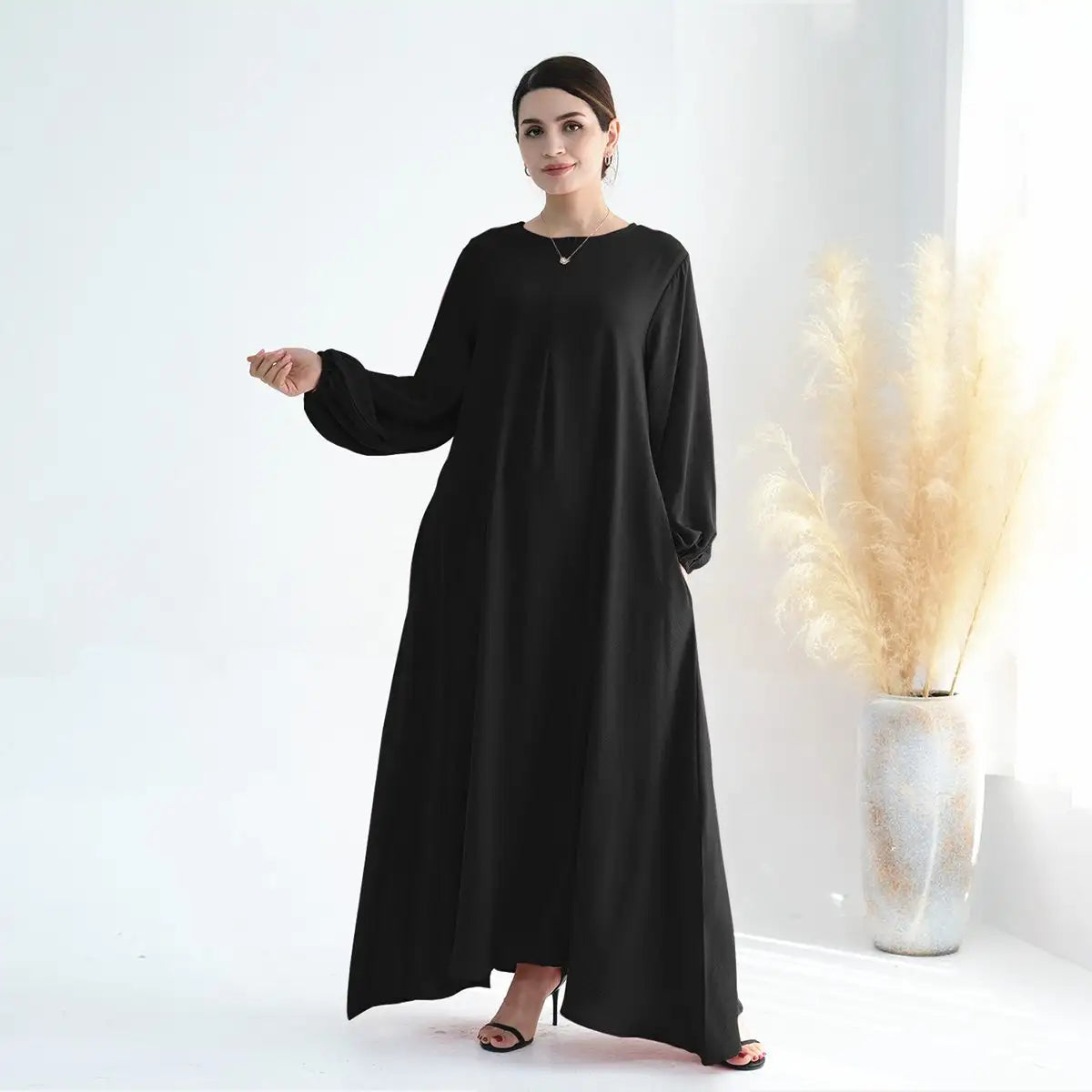 Robe Abaya à manches bouffantes pour femmes musulmanes