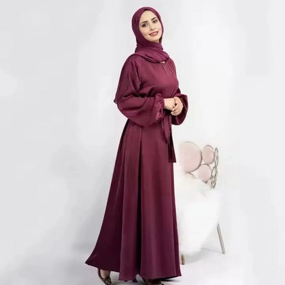 Robe Abaya en satin pour femmes musulmanes turques du Moyen-Orient et de Dubaï