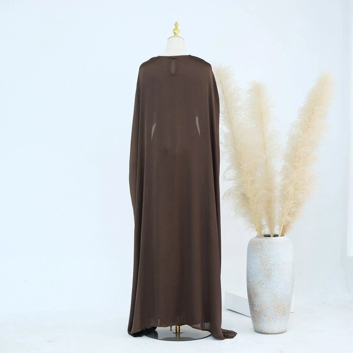 Ensemble 2 pièces robe abaya en mousseline de soie et satin #24920