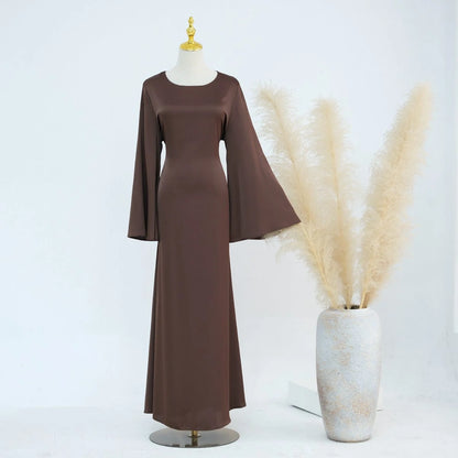 Ensemble 2 pièces robe abaya en mousseline de soie et satin #24920