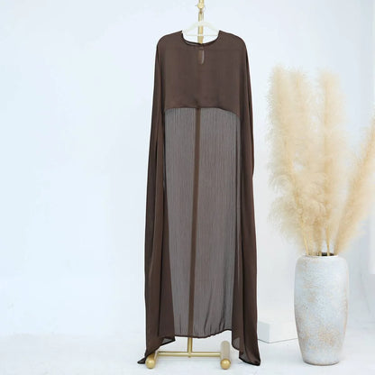 Ensemble 2 pièces robe abaya en mousseline de soie et satin #24920