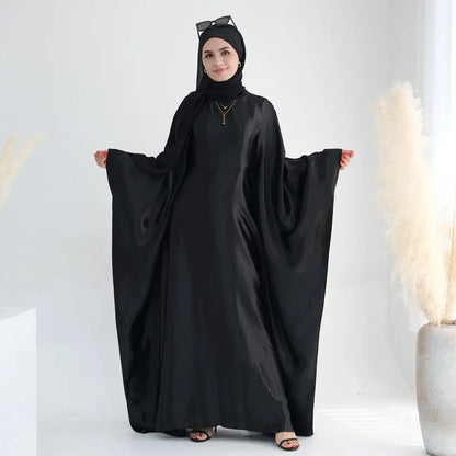 Robe Abaya Farasha en satin brillant pour femmes musulmanes