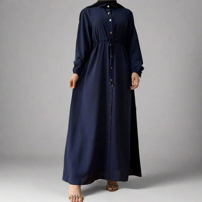 Robe Abaya musulmane boutonnée avec col montant
