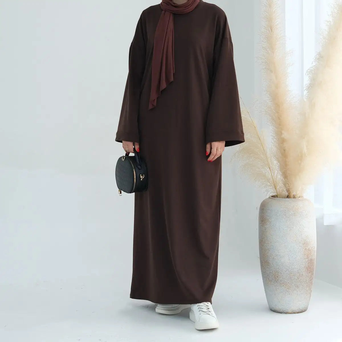 Robe Abaya unie de couleur unie