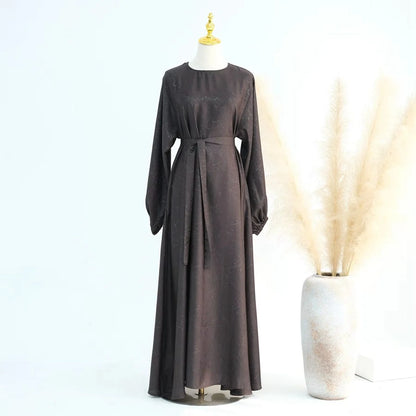 Robe Abaya en satin jacquard 3D #24009