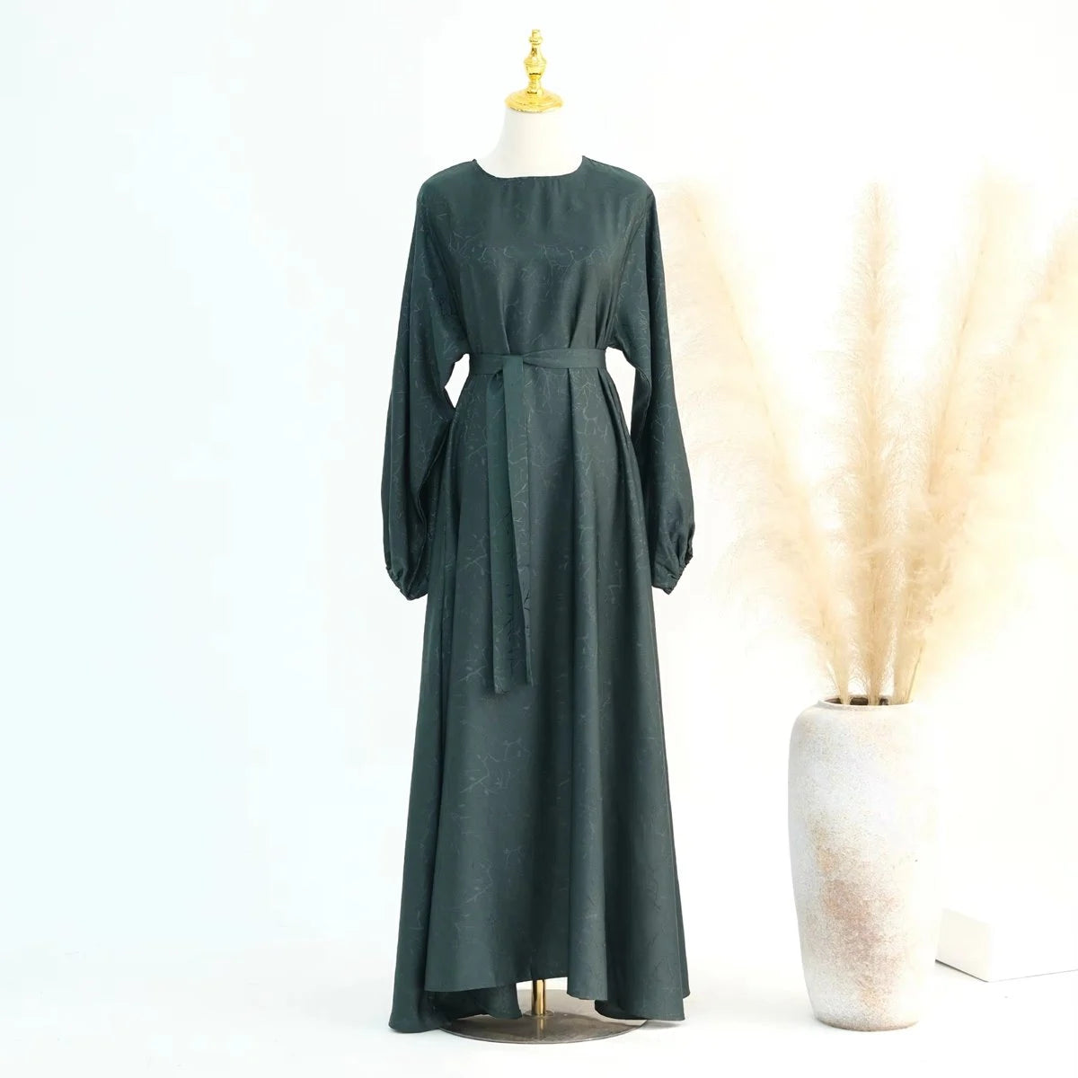 Robe Abaya en satin jacquard 3D #24009