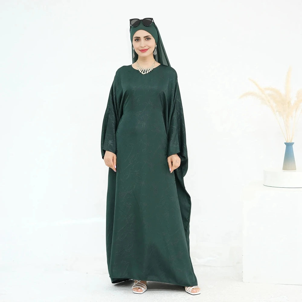 Robe Abaya en satin jacquard 3D #25005