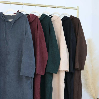 Robe Abaya en velours côtelé pour l'hiver et l'automne