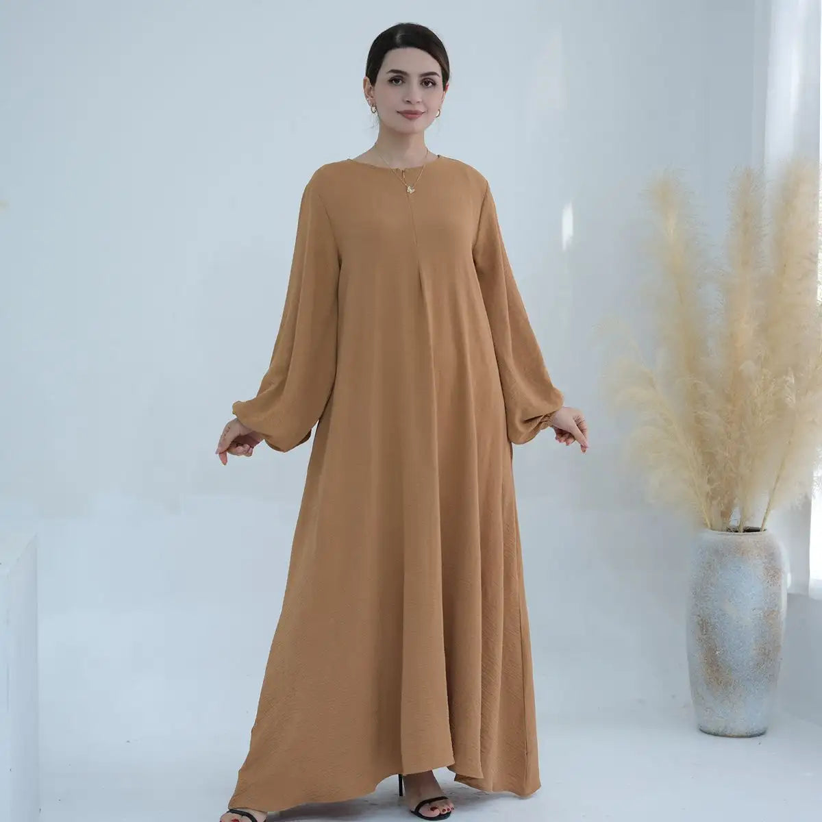 Robe Abaya à manches bouffantes pour femmes musulmanes