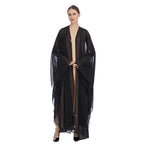2 Pieces Set Open Abaya Dress Set With Knitted Inner Dress #25T945
