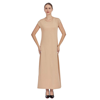 2 Pieces Set Open Abaya Dress Set With Knitted Inner Dress #25T945