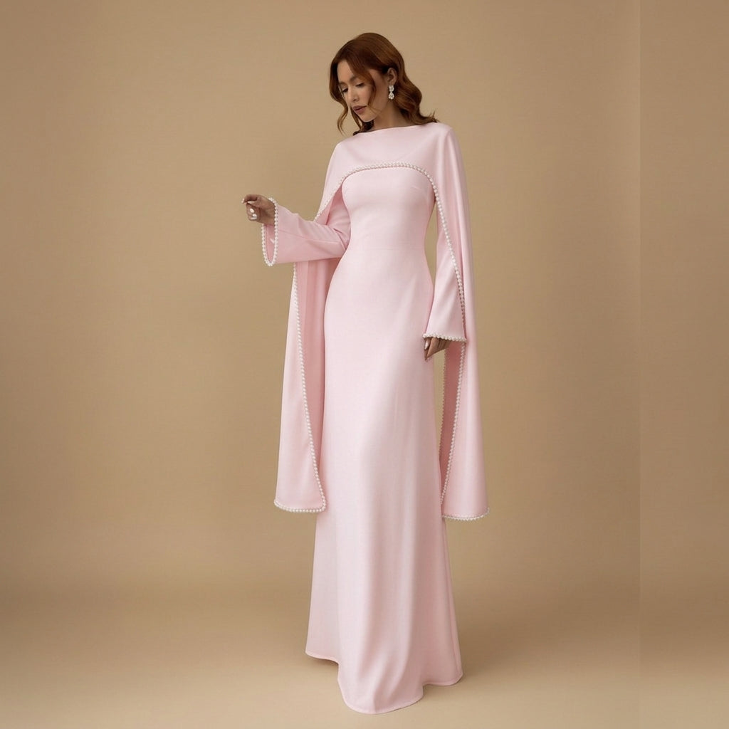 Muslim Women Embellished Beads Cape Abaya Dress #261167