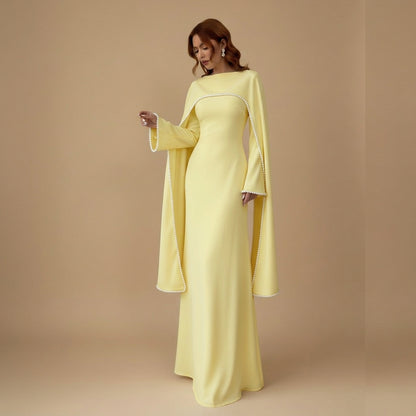 Muslim Women Embellished Beads Cape Abaya Dress #261167