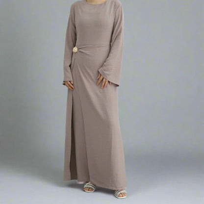 Robe abaya en crêpe avec ceinture à nouer sur le côté #251077