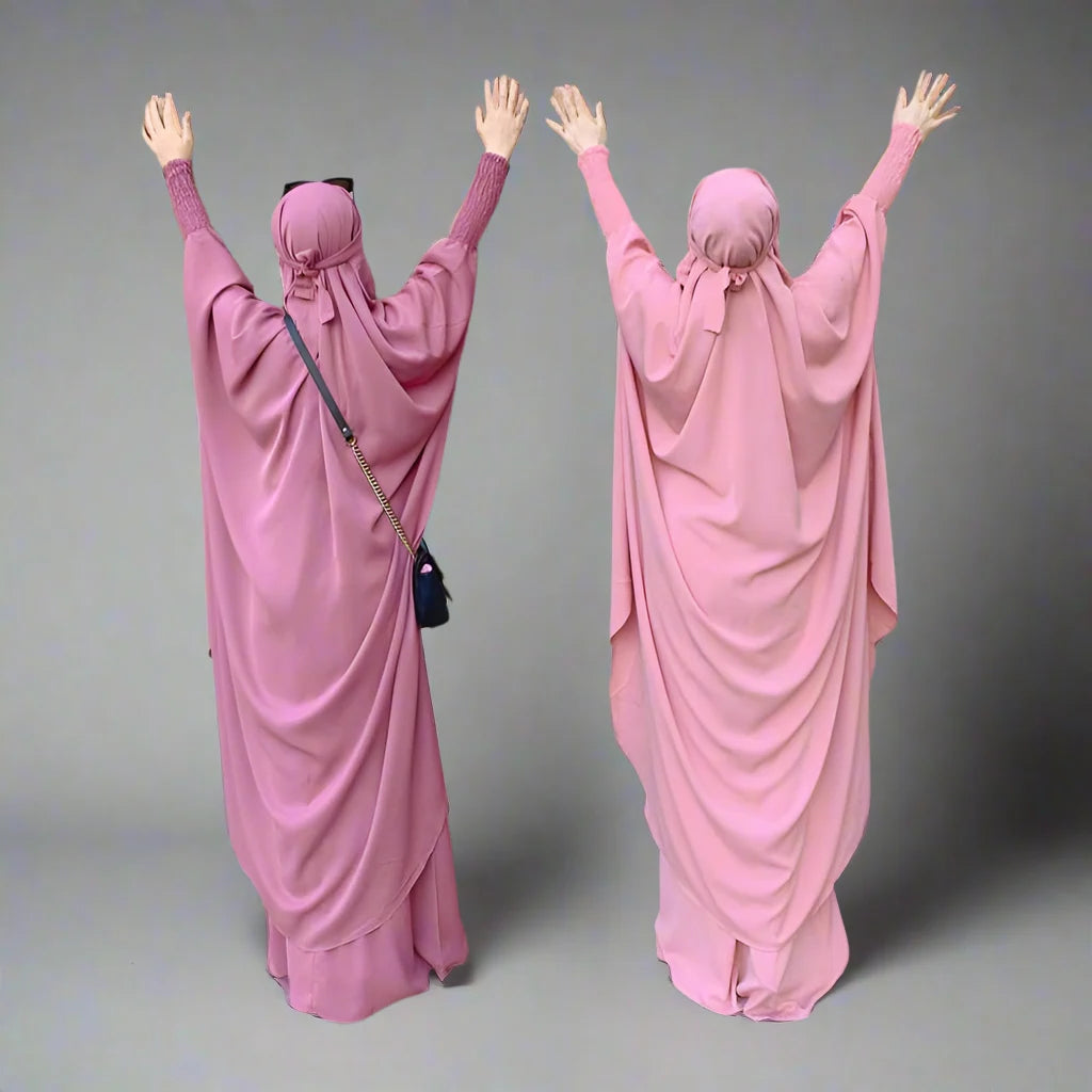 Robe de prière pour femmes arabes, ensemble abaya, robe et jupe, 2 pièces