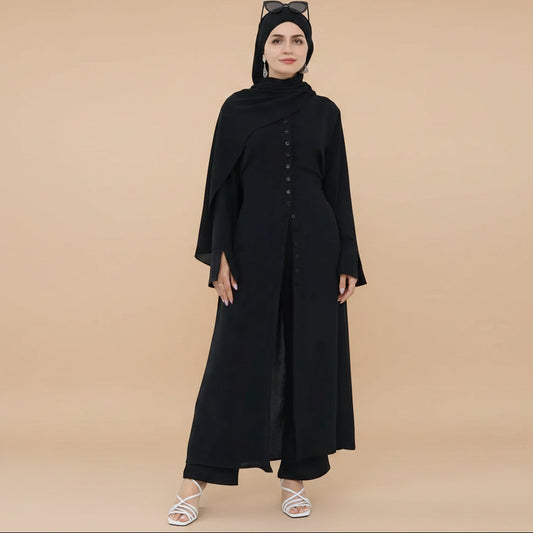 Daily Wear Wrinkle 2 Pieces Set Tops And Pants Abaya #25945