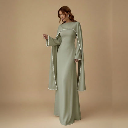 Muslim Women Embellished Beads Cape Abaya Dress #261167