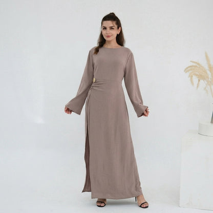 Robe abaya en crêpe avec ceinture à nouer sur le côté #251077
