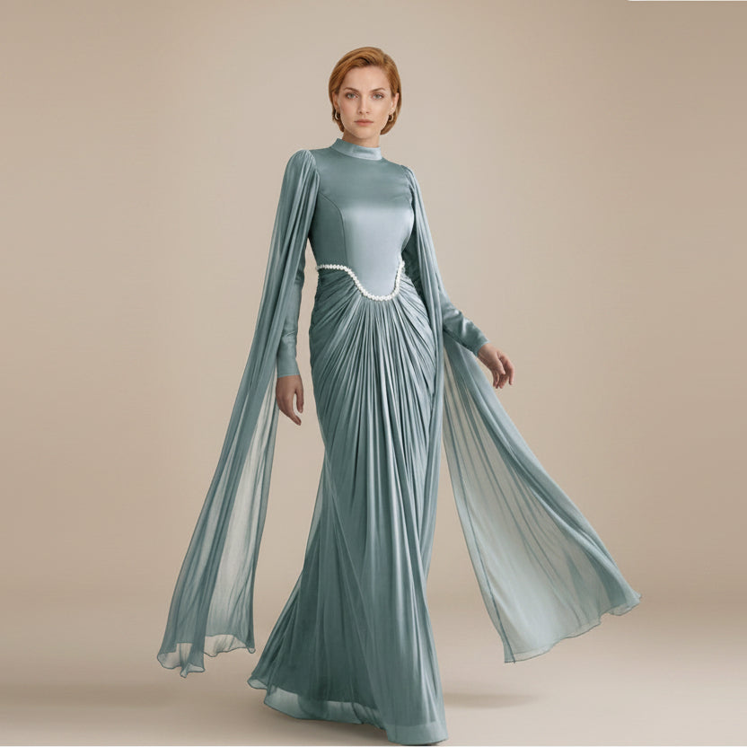 Muslim Women Embellished Rhinestones Abaya Dress #261168