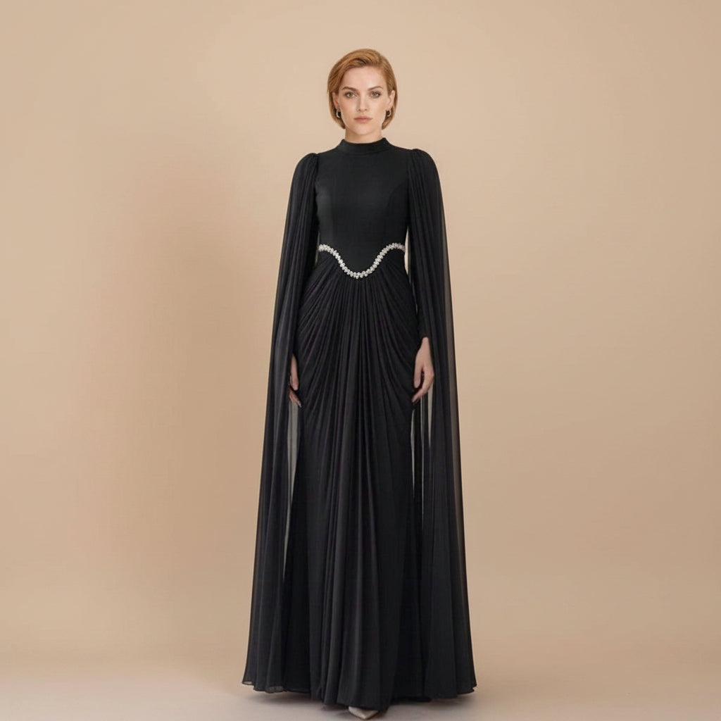 Muslim Women Embellished Rhinestones Abaya Dress #261168