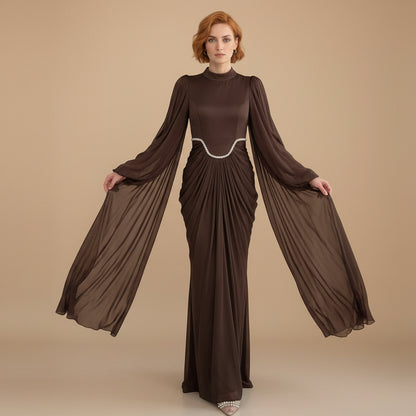 Muslim Women Embellished Rhinestones Abaya Dress #261168