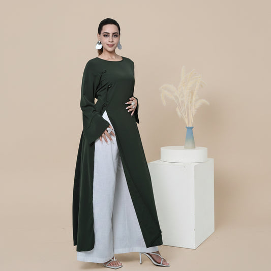 Side Slit Abaya Dress For Women - Modest Abaya - Nida - #261102