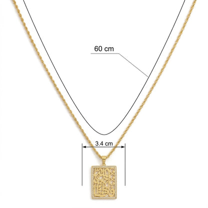 Gold Arabic Calligraphy Pendant Necklace Islamic Muslim Jewelry #771