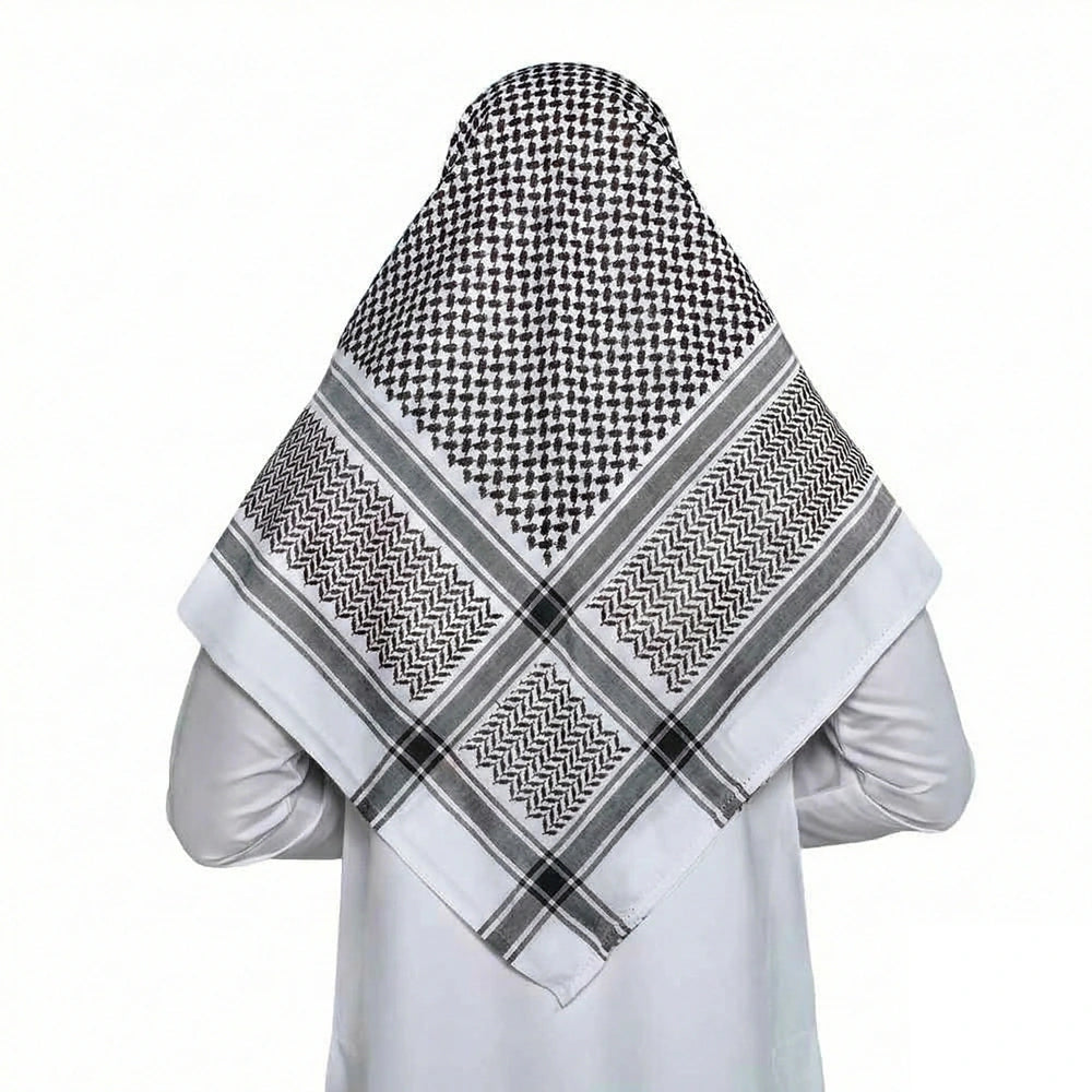 Authentic Keffiyeh Arab Head Covering Scarf for Men Sheikh, Islamic Muslim Turban Emirates Dubai Men Headwear Hijab
