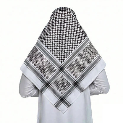 Authentic Keffiyeh Arab Head Covering Scarf for Men Sheikh, Islamic Muslim Turban Emirates Dubai Men Headwear Hijab