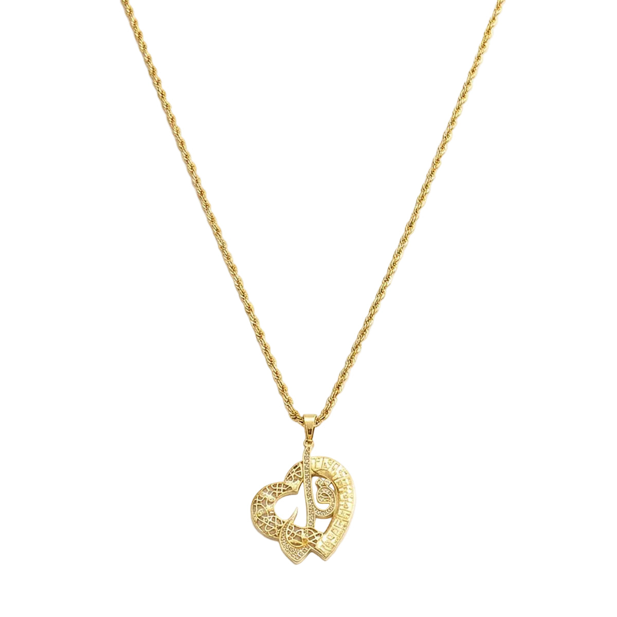 Heart Arabic Calligraphy Pendant Necklace Islamic Muslim Jewelry #768