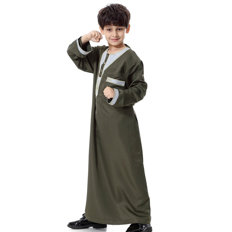 Thobe Thawb brodé arabe pour garçon musulman