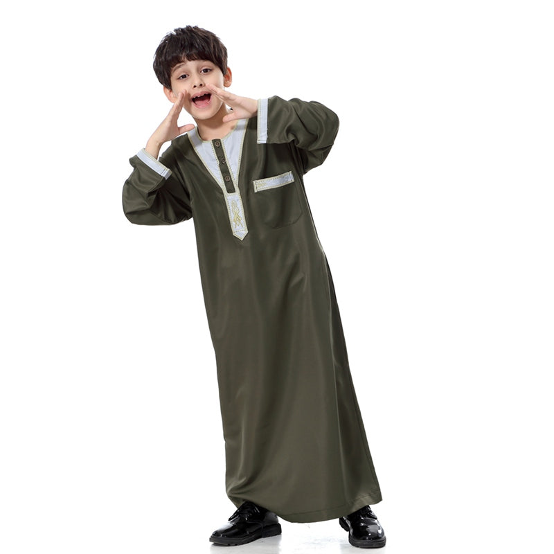 Thobe Thawb brodé arabe pour garçon musulman