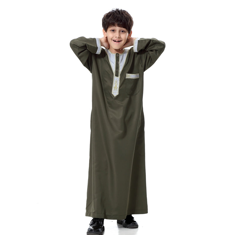 Thobe Thawb brodé arabe pour garçon musulman