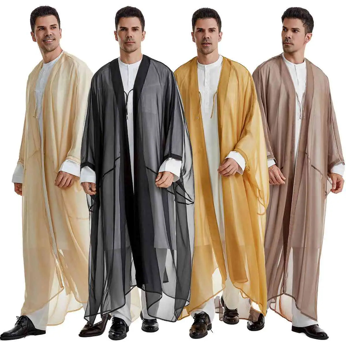 Bisht pour hommes arabes - Bisht saoudien - Noir/Café/Beige/Jaune