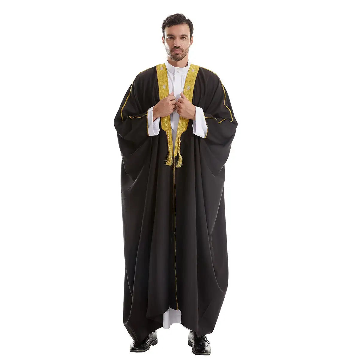 Men Bisht- Middle East Arab -Thick Fabric - Black/Beige/White/Tan