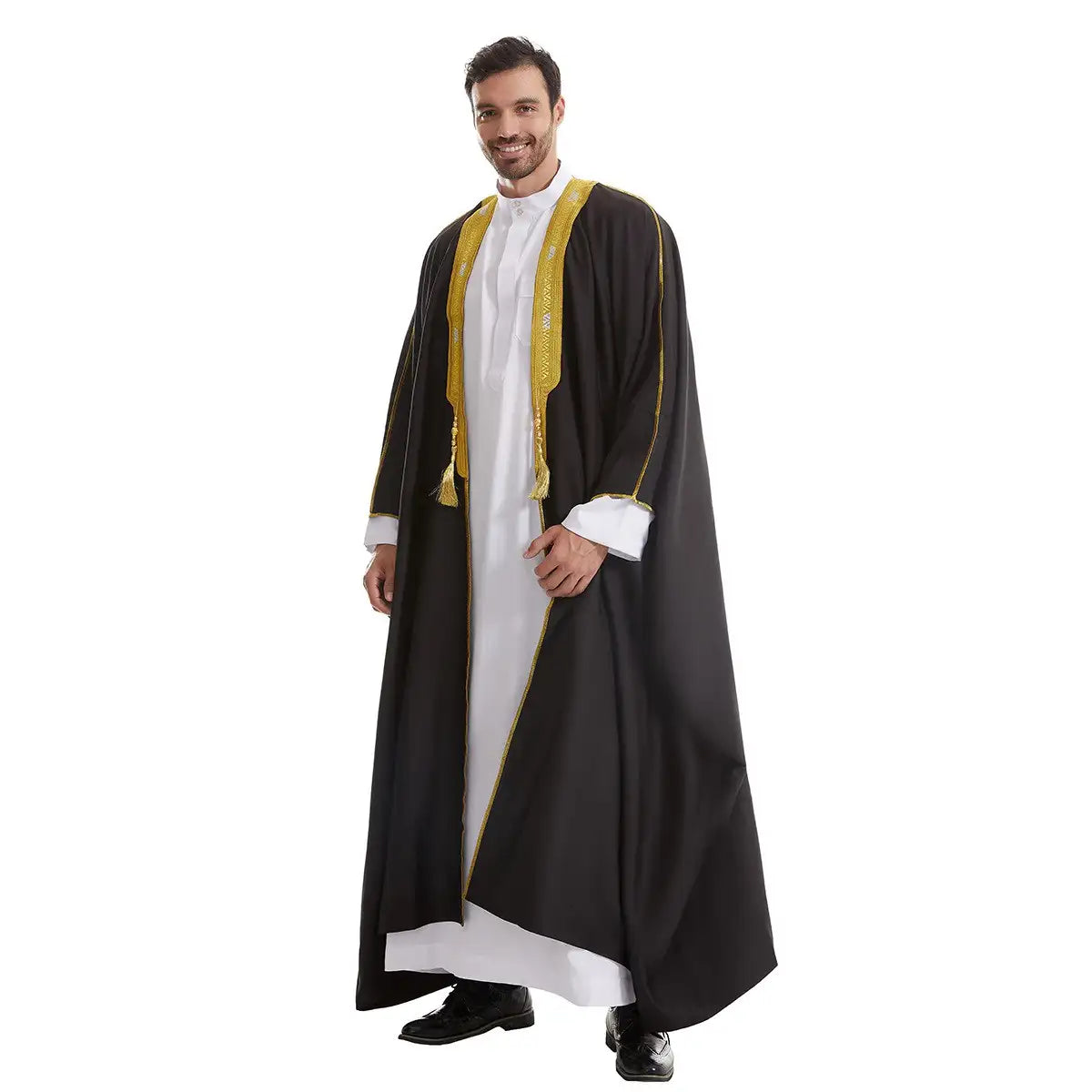 Men Bisht- Middle East Arab -Thick Fabric - Black/Beige/White/Tan