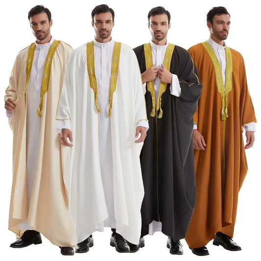 Men Bisht- Middle East Arab -Thick Fabric - Black/Beige/White/Tan