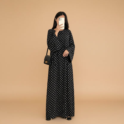 Muslim Women Polka Dot Abaya Dress #261378