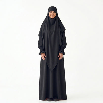 Ensemble 2 pièces Jilbab Robe de prière avec deux couches Khimar pour femmes arabes