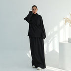 Muslim Women Winter Fall Cotton Co-ord Tops And Skirt Suit Set #251127