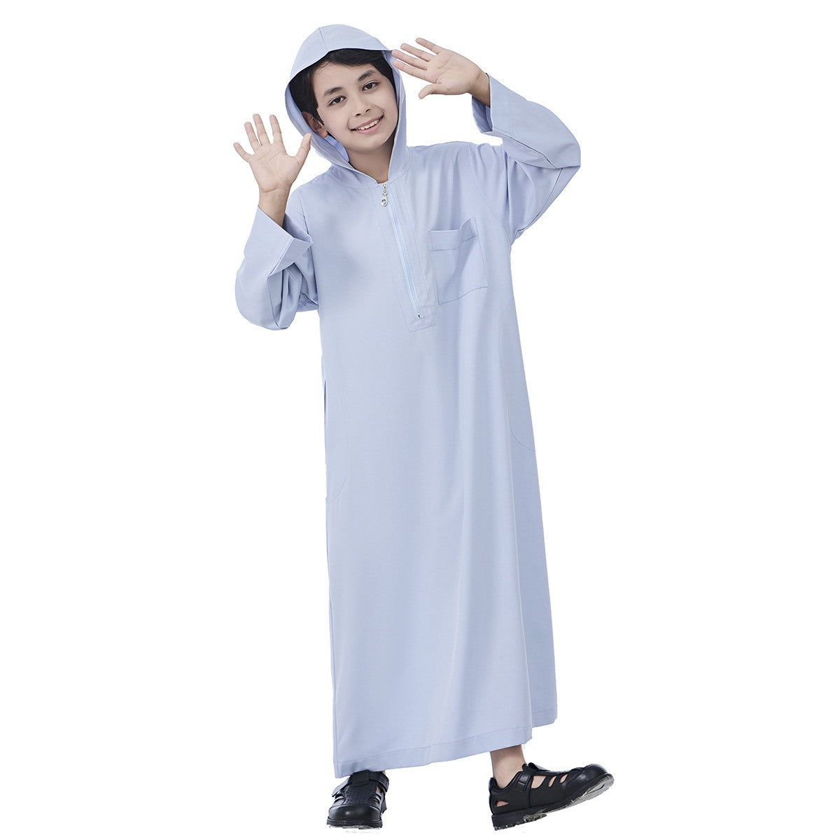 Muslim Arabic Child Boy Hooded Thobe Jubba Djellaba #26T891