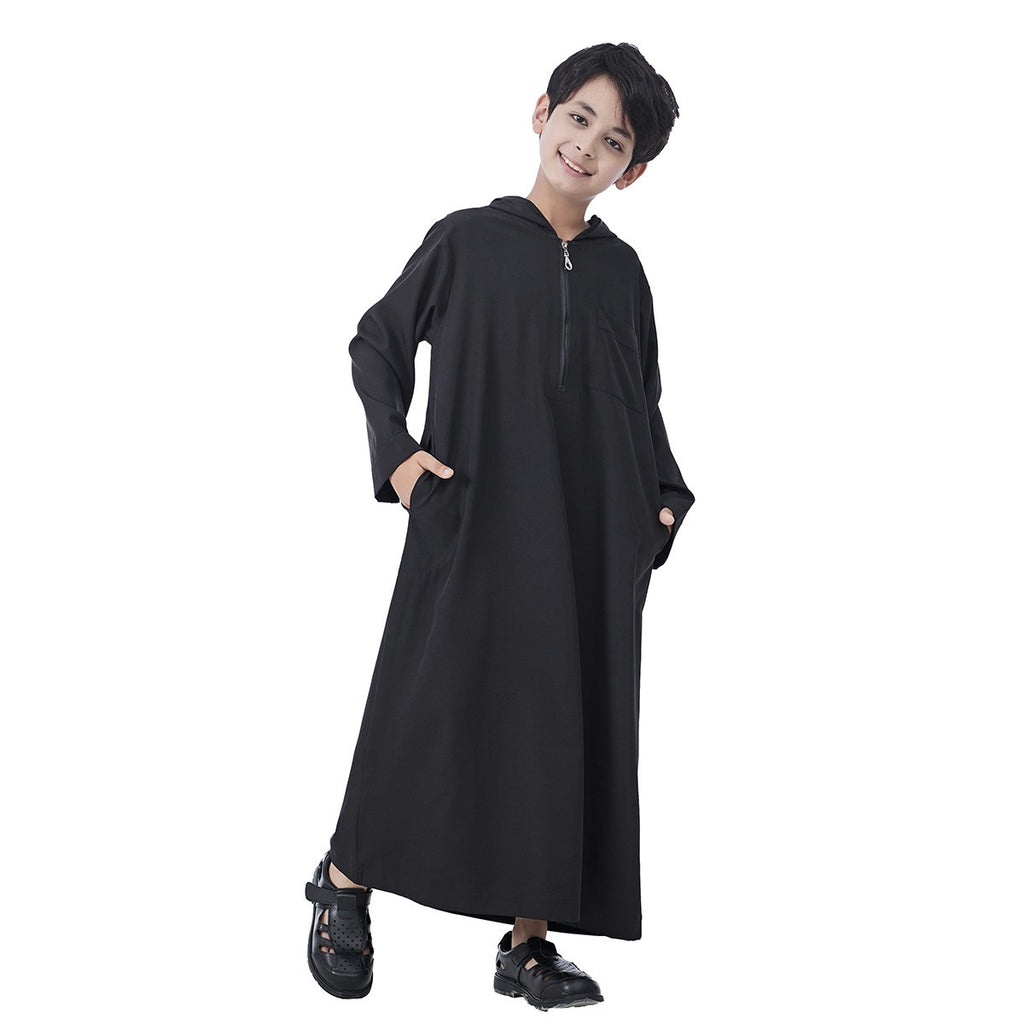 Muslim Arabic Child Boy Hooded Thobe Jubba Djellaba #26T891