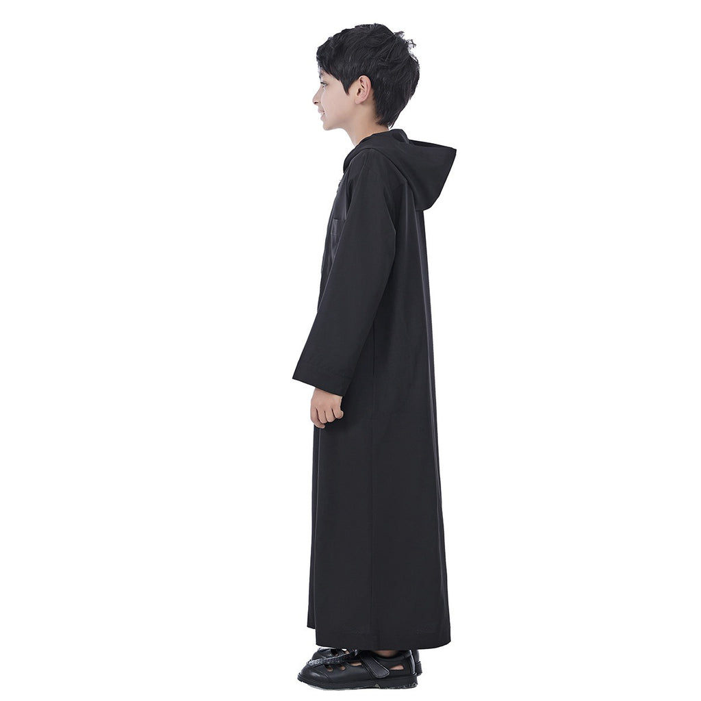 Muslim Arabic Child Boy Hooded Thobe Jubba Djellaba #26T891